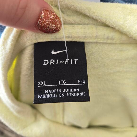 Nike Dri-Fit Women's Light Yellow Hooded Crop Top Long Sleeve Sweater XXL - Picture 4 of 5